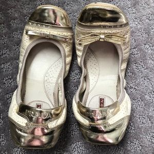 Prada foldable flats gold